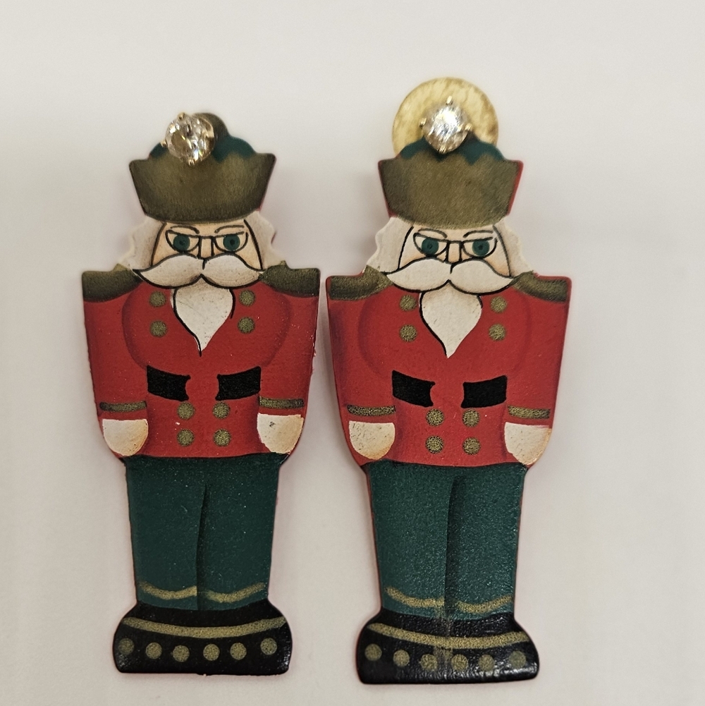 Nutcracker Christmas Earrings Rhinestones Crystals CZ Vintage